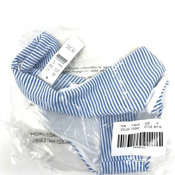 J. Crew Hipster Bikini Bottom in Seersucker Blue Stripe Women's Medium $59 BF116 - Picture 6 of 6